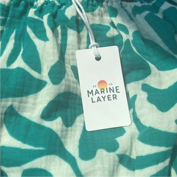 Marine Layer Tiana Cropped Blouse Spruce Flora XS NWT - Picture 6 of 8